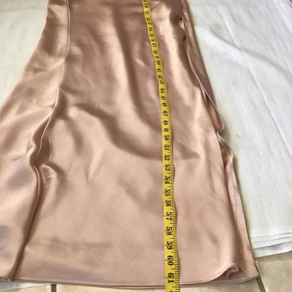 MANIJU WOMEN ELEGANT BLUSH PINK STATIN SPAGETTI RUCHING MAXI EVENT DRESS SZ M - Picture 11 of 12